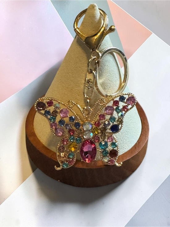 Accessories - Crystal Butterfly Keychain - Multicolor Rhinestone Accent